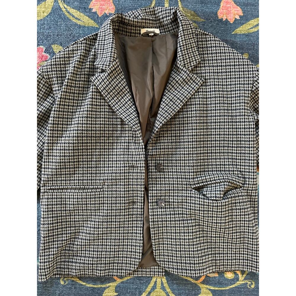 Madewell Oversized Houndstooth Knit Blazer Size Large - Picture 7 of 10